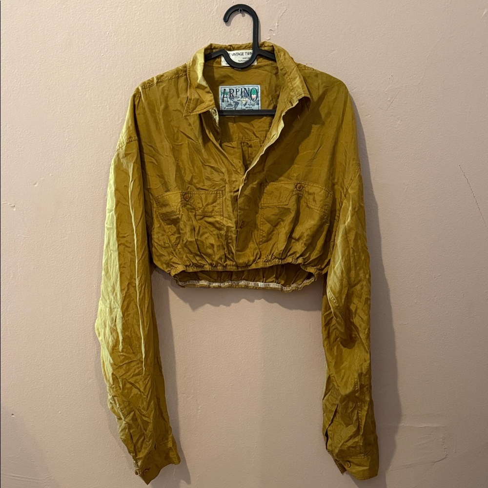 A. Byer Mustard Button Down Cropped Shirt